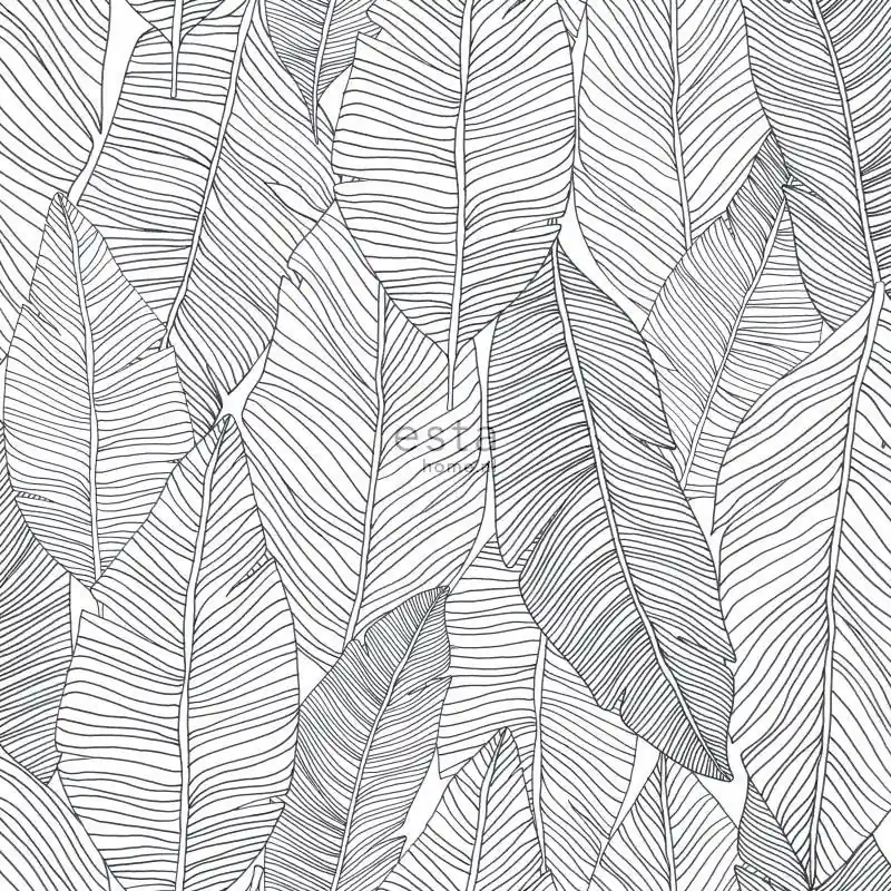 Must-Have Schwarz-weiße Vliestapete mit Blättern 139011, Black & White, Esta