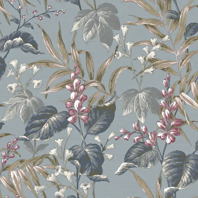 Markenprodukt Blaue Tapete mit Blumen und Vögeln, 28856, Thema, Cristiana Masi by Parato