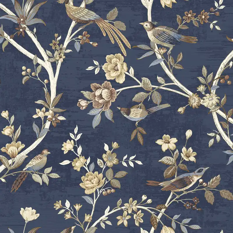 Direktkauf Blaue Tapete mit Blumen und Vögeln, 28849, Thema, Cristiana Masi by Parato