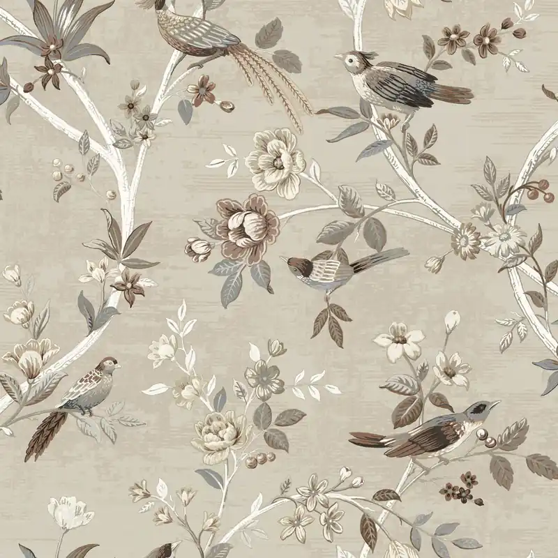 Begrenztes Angebot Braun-beige Tapete mit Blumen und Vögeln, 28843, Thema, Cristiana Masi by Parato