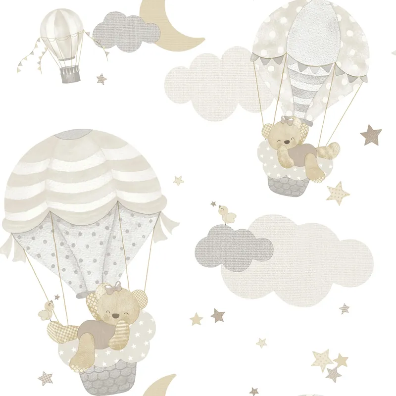 Kindertapete mit Tieren, Wolken, Sternen und Luftballons, 14817, Happy, Parato Heißes Angebot