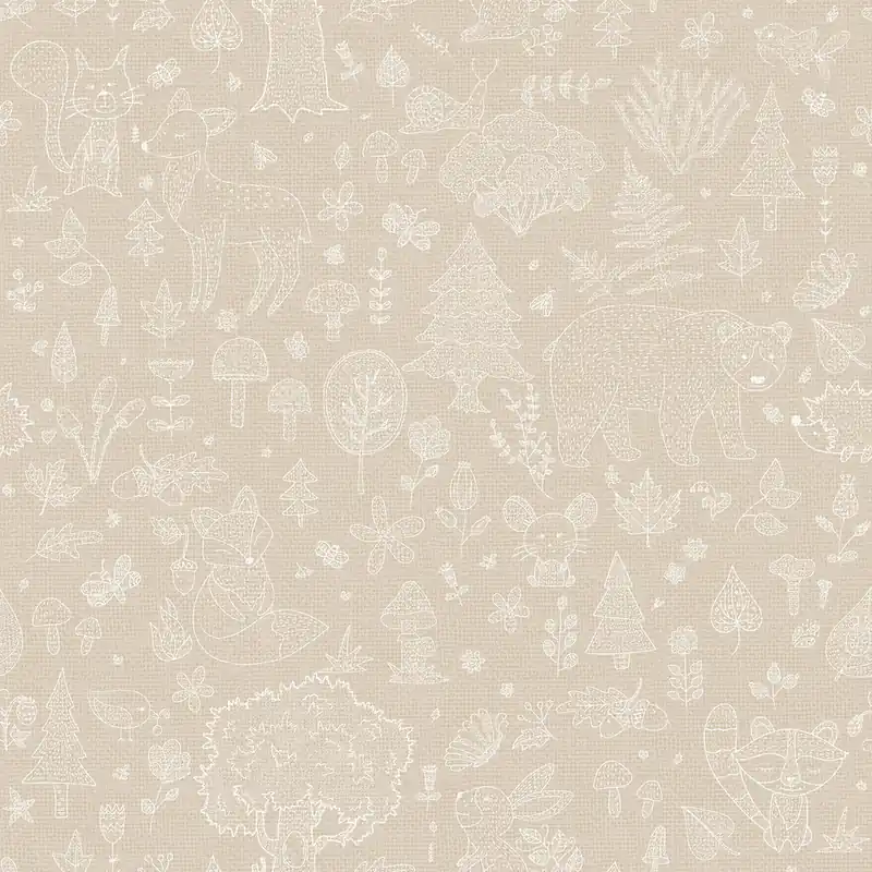 Solange Der Vorrat Reicht Beige Kindertapete, Tiere, Pflanzen, 14809, Happy, Parato
