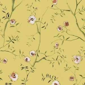 Beliebt Ockerfarbene florale Vliestapete, SUM204, Summer, Khroma by Masureel