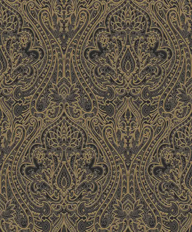 Schwarz-bronzefarbene Barocktapete, OTH102, Othello, Zoom by Masureel Beliebt