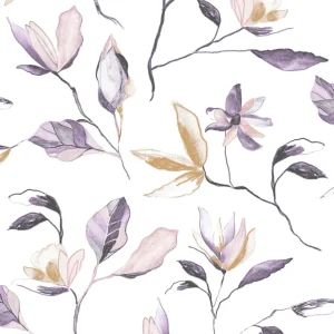 Neue Kollektion Lila Blumentapete, ZEN006, Zen, Zoom by Masureel
