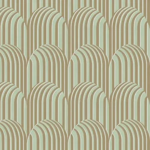 3D geometrická Vliestapete, grün-beige, ROC302, Rock, Masureel Schneller Versand
