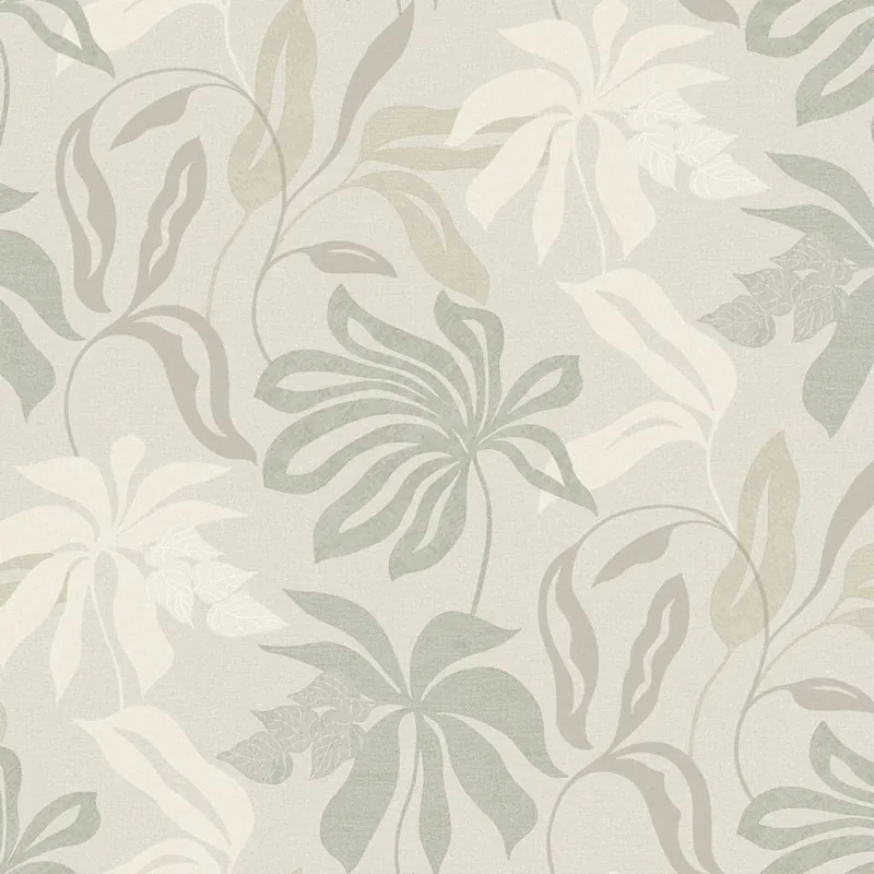 Zertifiziert Grau-beige Vliestapete mit Blättern, UR3405, Universe 4, Grandeco