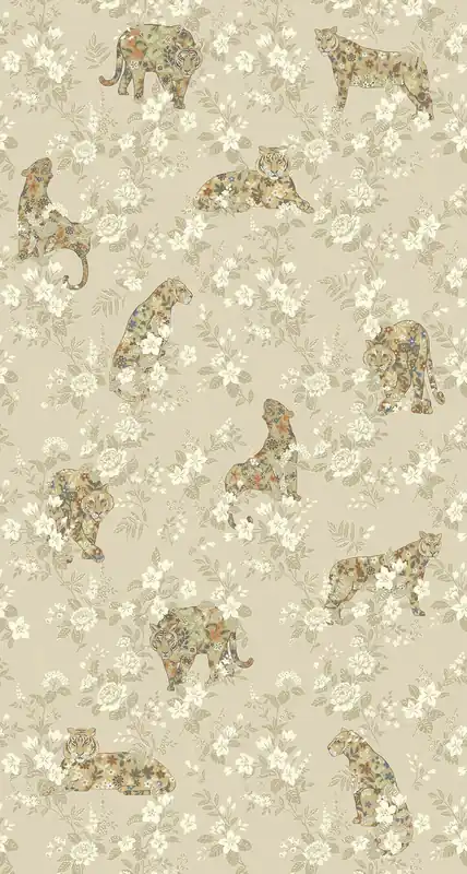 Zertifiziert Beige Fototapete, Tiere, Blumen, 333552, Festival, Eijffinger