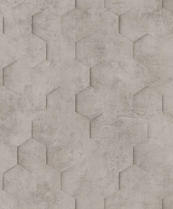 Geometrische Tapete, Grau-Braun, Hexagone, 34162, Loft Superior, Marburg Aktuell
