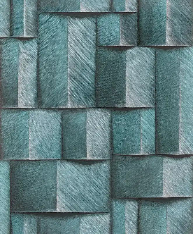 Grafische Tapete, türkis, 3D-Effekt, 35389, Timber, Marburg Beliebt