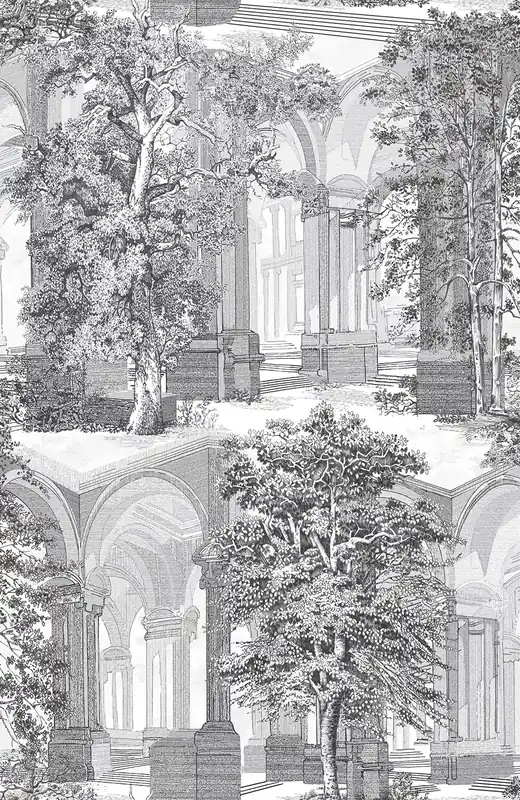 Tapete, grau-schwarz, Bäume, Arkaden, 129092, Arboretum, Graham Brown Premium Online Kaufen