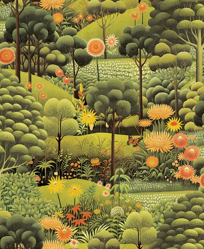 Preisknaller Tapete, grün, Landschaft, Blumen, Bäume, 127925, Arboretum, Graham Brown Premium