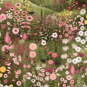 Saisonangebot Tapete, grün-rosa, blühende Wiese, 127929, Arboretum, Graham Brown Premium