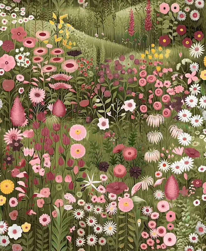 Saisonangebot Tapete, grün-rosa, blühende Wiese, 127929, Arboretum, Graham Brown Premium