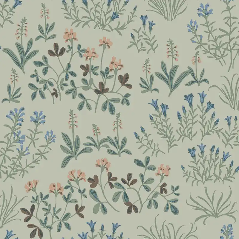 Bestseller Tapete, grün, Blumen, 5801, Nordic Folk, Borastapeter