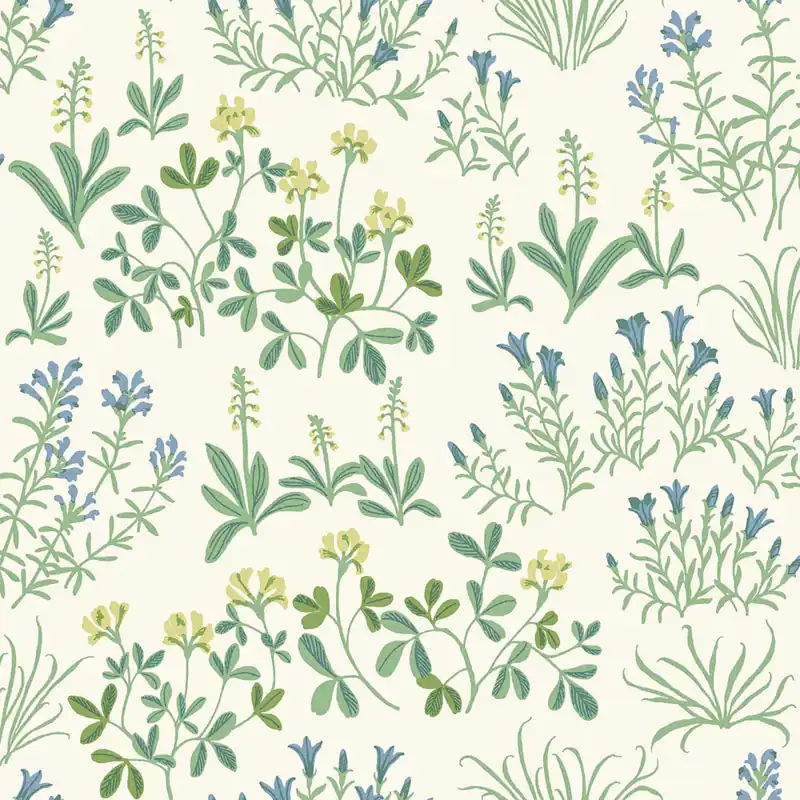 Billig Tapete, weiß, Blumen, 5803, Nordic Folk, Borastapeter