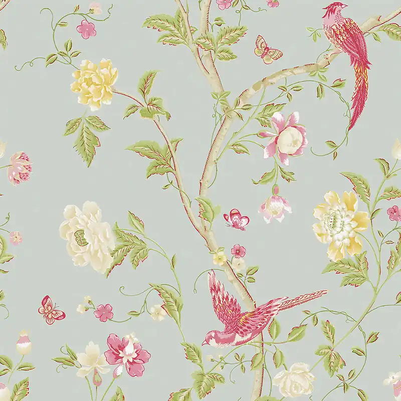 Schnäppchen Tapete mit rosa Blumen und Vögeln 113392, Laura Ashley, Graham & Brown