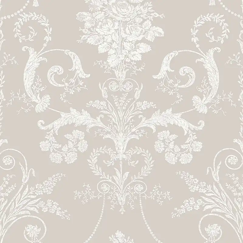 Saisonangebot Tapete hellgrau mit floralen Ornamenten 113378, Laura Ashley, Graham & Brown